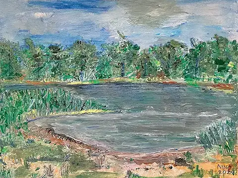 Sommer an der Elbe - Leinwand. Acril - 50cm x 40cm