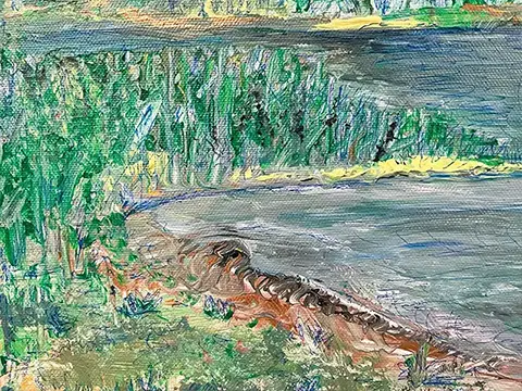 Sommer an der Elbe - Leinwand. Acril - 50cm x 40cm