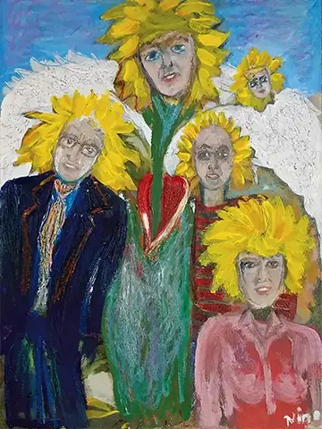Wir sind in beiden Welten miteinander verbunden - Leinwand. Öl - 40cm x 50cm
