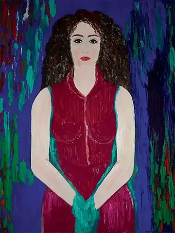 Selbstporträt in Amerika - Hartkarton. Öl - 82cm x 104cm