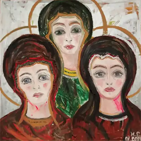 Drei Maria in einem Sankt - Leinwand. Öl - 50cm x 50cm