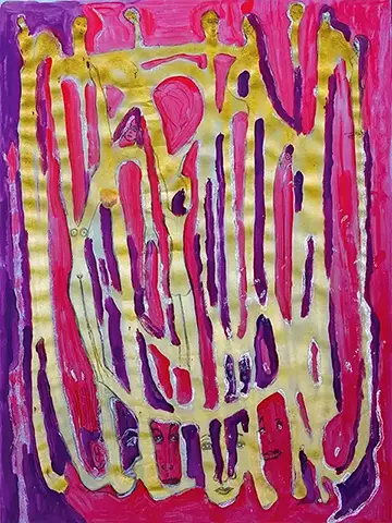 Wir sind in dieser Welt und in der anderen Welt miteinander verbunden - Papier. Acryl, Lack - 60cm x 80cm