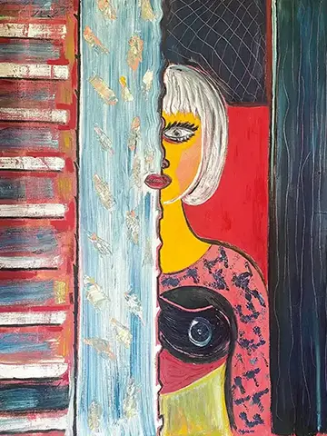 Halbnackte misteriöse Fraue - Leinwand. Öl - 80cm x 100cm